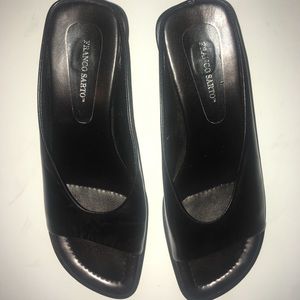 Franco Sarto Vintage Black Leather Mule Slide